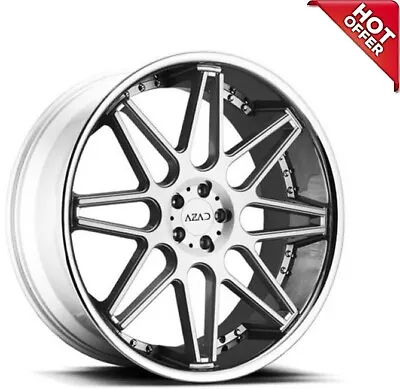 4ea 24inch Azad Wheels AZ77 Brushed Face With Chrome Lip Rims(S1) • $2480