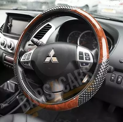 £9.99 • Buy Car Steering Wheel Cover Black & Wood Effect For Jaguar S Type XF XJ Models