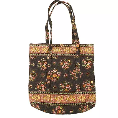 Vera Bradley Shoulder Tote Bag Chocolat Brown Floral Toggle 15 X16  Vtg Retired • $39.99