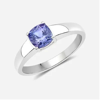 Cushion Shape Tanzanite 925 Sterling Silver Solitaire Stackable Women Ring • $27