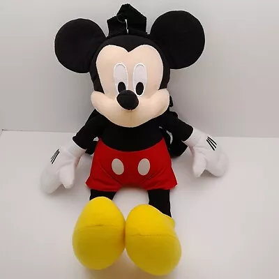 Disney Mickey Mouse Soft Plush Backpack 16  W/ Small Zipper Pocket Stuffed Toy • $14.95