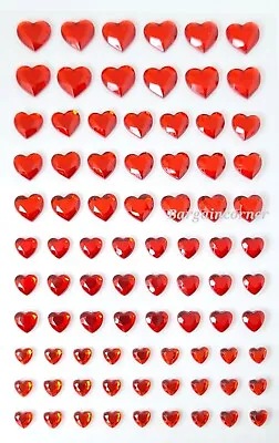 £0.99 • Buy Heart Shape Gem Stickers Red ❤️ Stickers 4 Sizes Self Adhesive Art Craft 84-1 Co