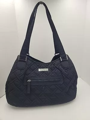 VERA BRADLEY Microfiber Black Purse Quilted Shoulder Bag Retired Handbag RETIRED • $29