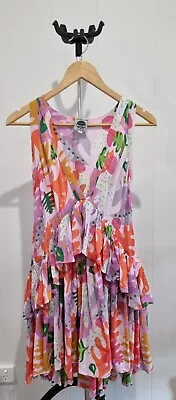 State Of Georgia RaRa Mini Cactus Bright Summer Designer Pink Dress Size 8 • $40