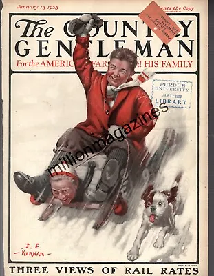 1923 Country Gentleman January 13 - Sledding By J F Kernan;Albert Payson Terhune • $36.40