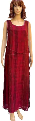 Vtg 90s Carole Little Women's Sleeveless Lined Chiffon Maxi Dress Maroon Size 8 • $27