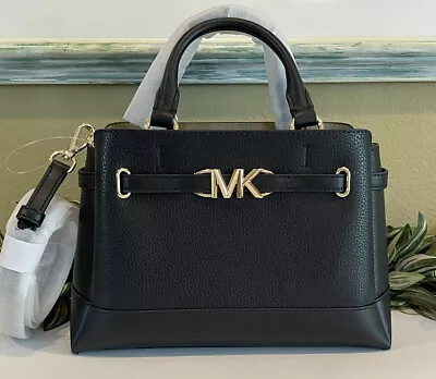 Michael Kors Reed Small Belted Satchel Crossbody Shoulder Bag Mk Black Leather • $107.99