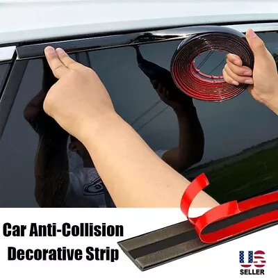 Car Side Door Black Chrome Strip Bumper Protector Trim Tape Sticker Accessories • $8.64