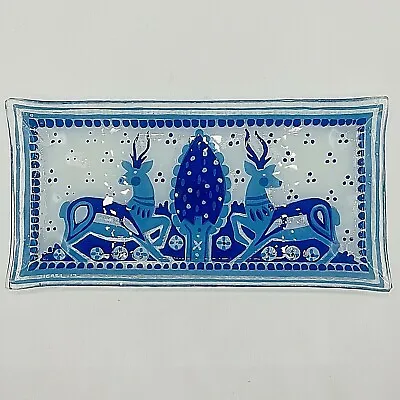 Art Glass Dish Deer Blue Jewish Nahariya Hand Made Israel Andreas Meyer Judaica • $28.79