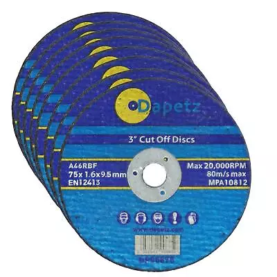 10 X Metal Cutting Discs For Angle Grinder 75mm/3  X 9.5mm Bore 1.6mm • £6.09