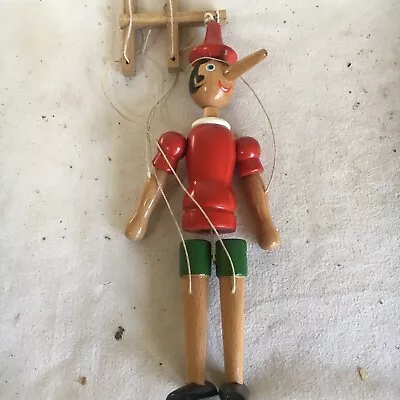 Vintage Pinocchio Wooden Puppet By Tonna Omenga Made In Italy  • $24.66