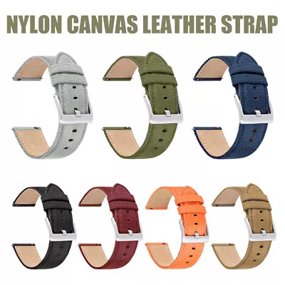 Two-piece Watch Strap Band Nylon Canvas Sailcloth Quick Release Switch 20/22mm • £7.15