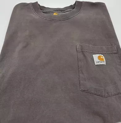 Carhartt Mens Heavy Duty Cotton Short Sleeve Tee Shirt W/Logo Pocket  Gray Sz M • $7.69