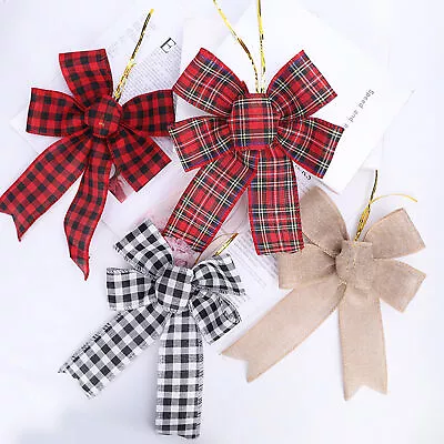 Christmas Bows Rustic Soft Decorative Christmas Hanging Ornament Lightweight • $19.46