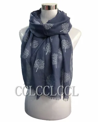 Women Ladies Long Scarf With Life Tree Mulberry Tree Pattern Print Shawl Scarf • £4.46