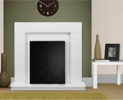 Electric Fire White Wooden Fireplace Surround White Hearth And Back Panel Bnib • £179.99