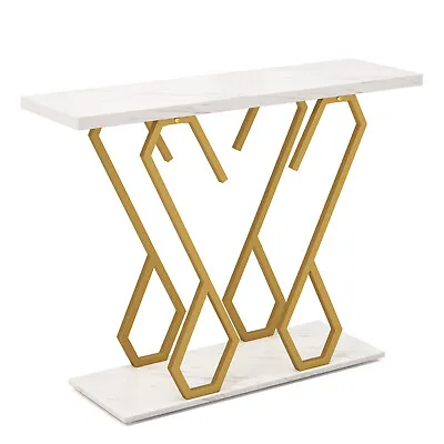 Faux Marble Console Table 100 Cm Modern Entryway Table Narrow Foyer Table • £52.95