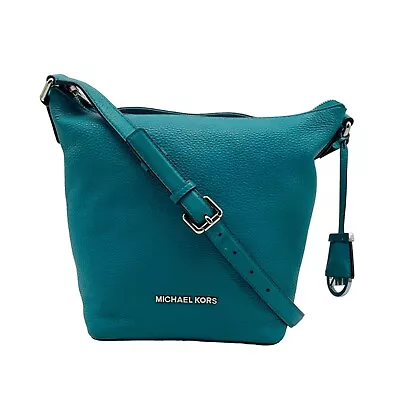 Michael Kors Blue Pebbled Leather Bedford Medium Messenger Bag • $100