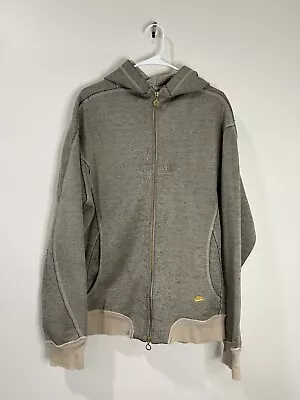 Nike Vintage Mens Size XL Tan Full Zip Hooded Sweatshirt Fit Distressed Gray Tag • $28