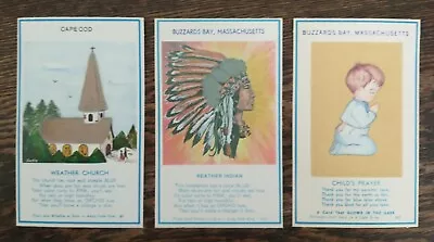 3 Cape Cod Flocked Color-Changing Weather Forecast Cards Indian Child Church • $17.99