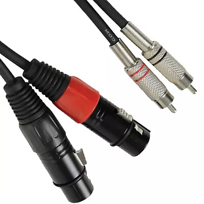 2 X Female XLR To 2 X RCA Phono Plug Twin Lead / Audio Signal Patch Cable • £7.32