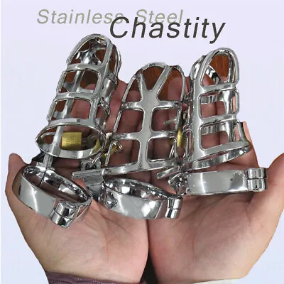 Male Chastity Penis Cock Cage Steel Metal CBT Slave Play BDSM Bondage Device UK • £9.99