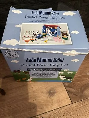 JoJo Maman Bebe Pocket Farm Play Set In Original Box Wooden Farm • £16