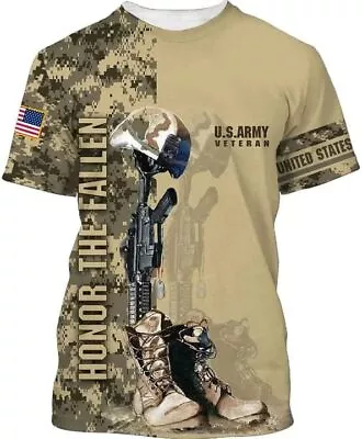 US Army Shirt Veteran Military Soldier Shirt Honor The Fallen US Flag Shirt • $30.95