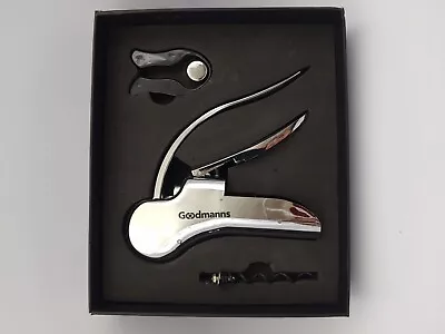 Goodmanns Chrome Or Black Rabbit Style Wine Corkscrew Lever Opener Gift Set • $19.99