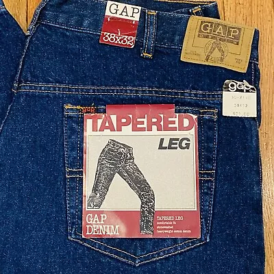 GAP Vintage Deadstock 80s Blue Stonewash Tapered Leg Jeans Men's 38x32 USA Made • $44.99