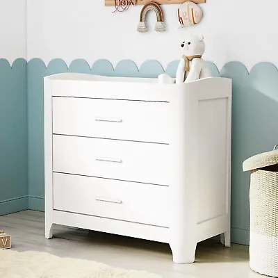 White Pine Wood Changing Unit With 3 Drawers And Curved Edges - Shiloh SHI002 • £189.92