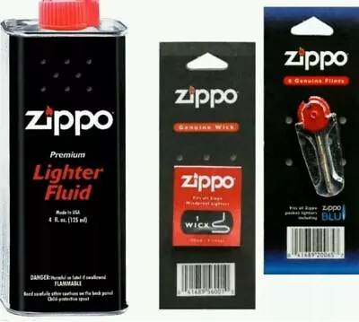Genuine Original Zippo Premium Lighter Fuel Fluid Refill 1 Wick & 6 Flints • £5.19