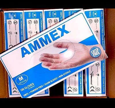 AMMEX Medical Vinyl Exam Gloves Clear/Powder-Free Box Of 100 Medium • $15.99