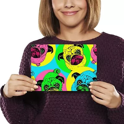 £3.99 • Buy A5 - Cute Funky Pug Dog Pop Art Neon Print 21x14.8cm 280gsm #8606