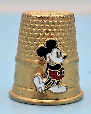 Vintage Enamel Mickey Mouse Gold Color Metal Sewing Thimble Disney Collectible • $13.50