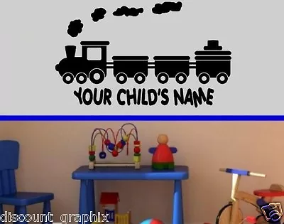 Train Personalized Name Vinyl Decal Wall Art Decor Sticker & Child's Boys Room • $17.95