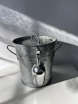 Twine Insulated Ice Bucket With Lid & Scooper For Parties - Galvanized Metal • $21.50