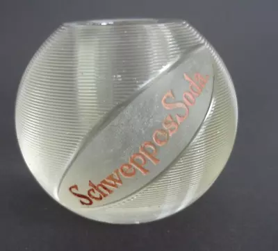 Schweppes Large Advertising Soda Ribbed Heavy Glass Match Striker • £58