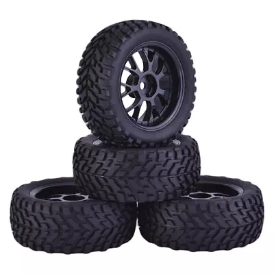 4x 75mm Rubber Climbing Car Off-road Wheel Rim Tires Hex For HSP HPI 1:10 RC Car • £12.30