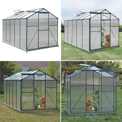 £249.95 • Buy Greenhouse Polycarbonate Frame Outdoor Plant Grow House Vent Door Window 4-10FT
