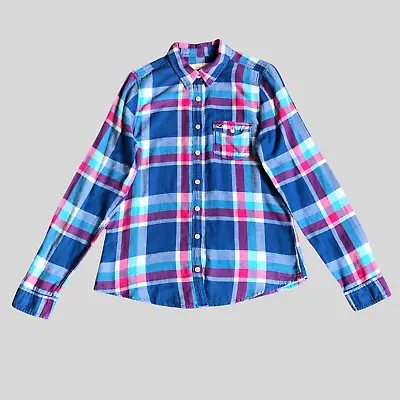 Hollister Shirt Mens Medium Button Up Soft Cotton Plaid Check Workwear Western • £9.79