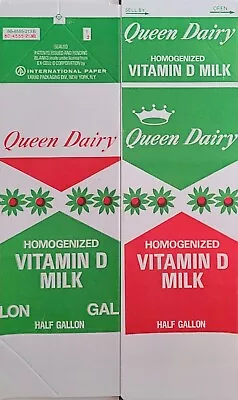 Vtg. Queen Dairy Foods Unused Homo Milk Carton Half Gallon Conestoga PA • $12