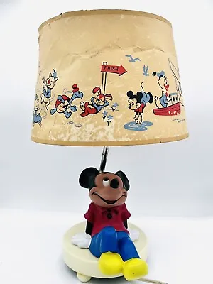 VTG Disney Mickey Mouse Portable 2Way Nightlight Lamp. Lamp Nice Shade Is Flawed • $39.99