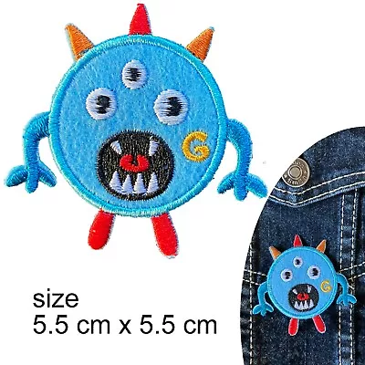 Monster Iron On Patch - Blue Multi Eye Space Monster UFO World Iron-on Patches • $4.95