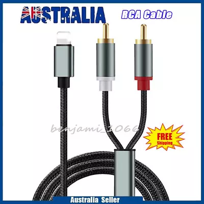 1M RCA Cable Compatible With IPhone IOS To RCA Aux Audio Cord Adapter Lighting • $12.15