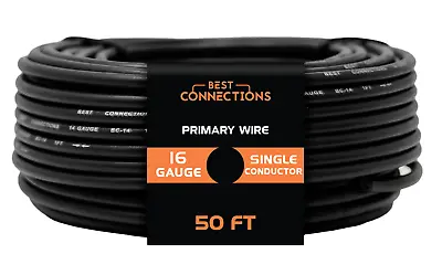 16 Gauge Car Audio Primary Wire (50ft–Black)– Remote Power/Ground Electrical • $5