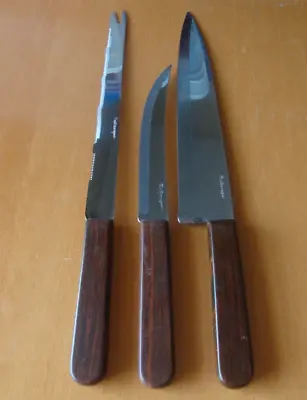 $4.50 • Buy 3 Vintage Cattaraugus Kitchen Knives Chef/Slicing/Fork-Tongued Serrated