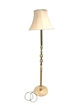 £89.99 • Buy Mid Century Marble Brass Floor Lamp Heavy Solid With Shade Working Tested 160cm