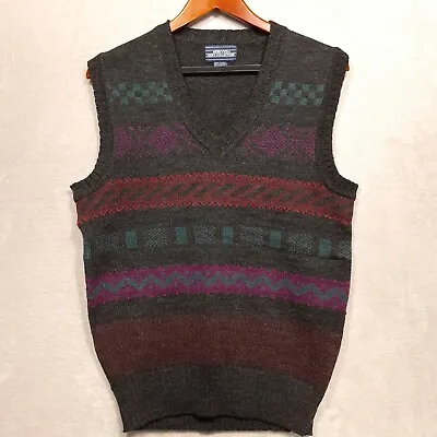 Mervyn's Mens Collection Wool/Acrylic Mens Vest Sz.L/Gray/Check-Native Print • $26