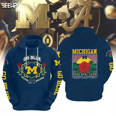 SALE!!_ 2024 Rose Bowl Game Michigan Hoodie Michigan Wolverines Gift Fans S-5XL • $40.75